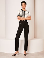 Lipsy Black Jersey Tapered Trouser With Button Detail - Image 3 of 4