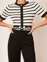 Lipsy Black Jersey Tapered Trouser With Button Detail - Image 4 of 4