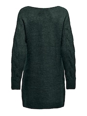 JDY Green Slash Neck Cable Knit Jumper Dress - Image 2 of 2