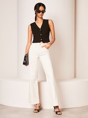Lipsy Black Petite Linen Button Through Waistcoat - Image 3 of 4