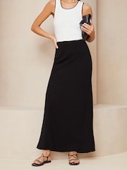 Lipsy Black Petite Maxi Skirt With Touch Of Linen - Image 1 of 4