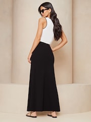 Lipsy Black Petite Maxi Skirt With Touch Of Linen - Image 2 of 4