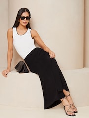 Lipsy Black Petite Maxi Skirt With Touch Of Linen - Image 3 of 4