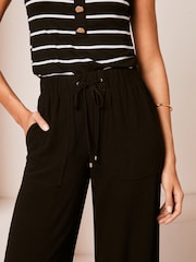 Lipsy Black Wide Leg Trousers With A Touch Of Linen - Image 4 of 4