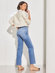 Lipsy Cream Boucle Cropped Collar Jacket - Image 6 of 8