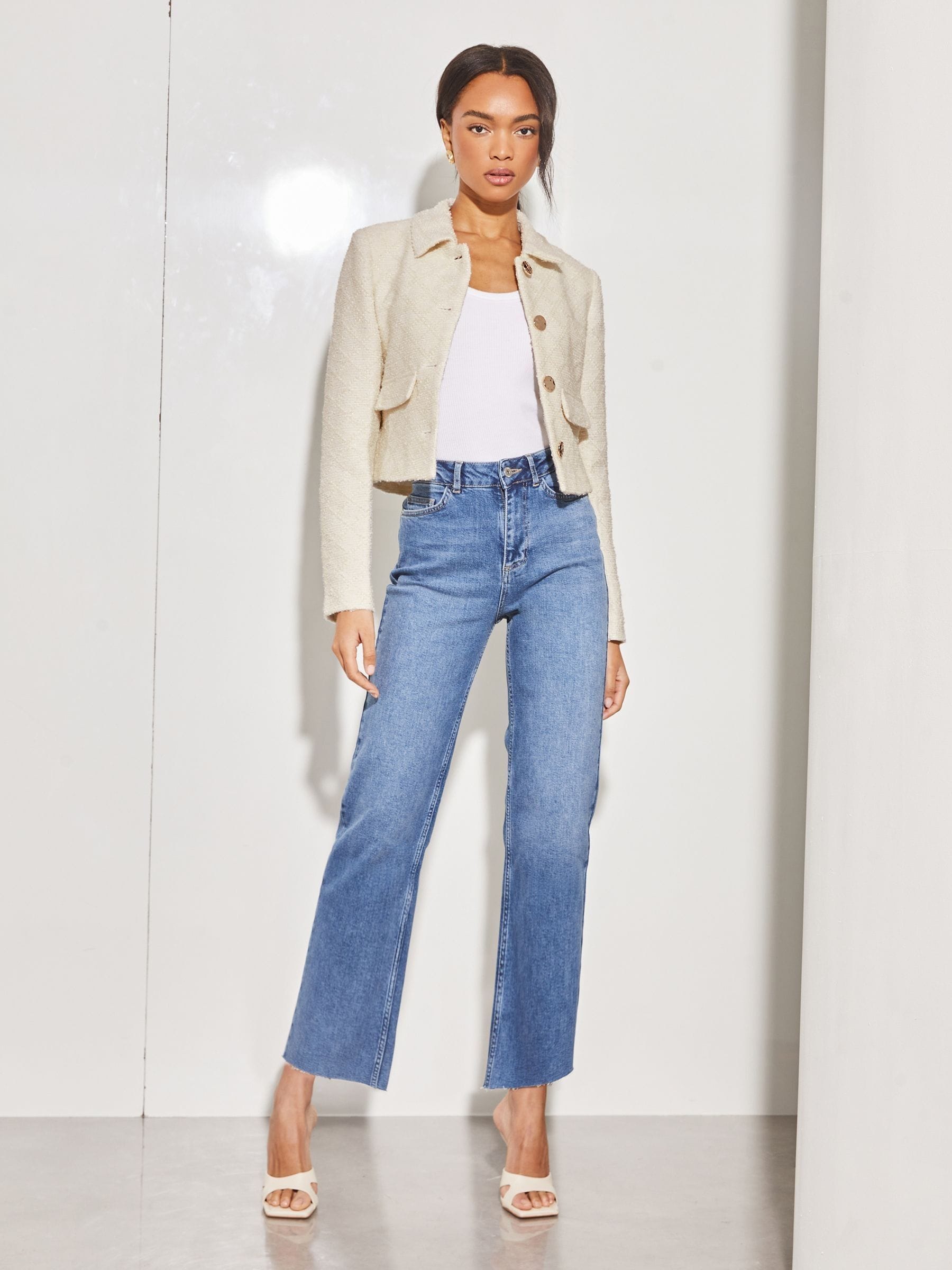 Buy Lipsy Cream Boucle Cropped Collar Jacket from Next Austria