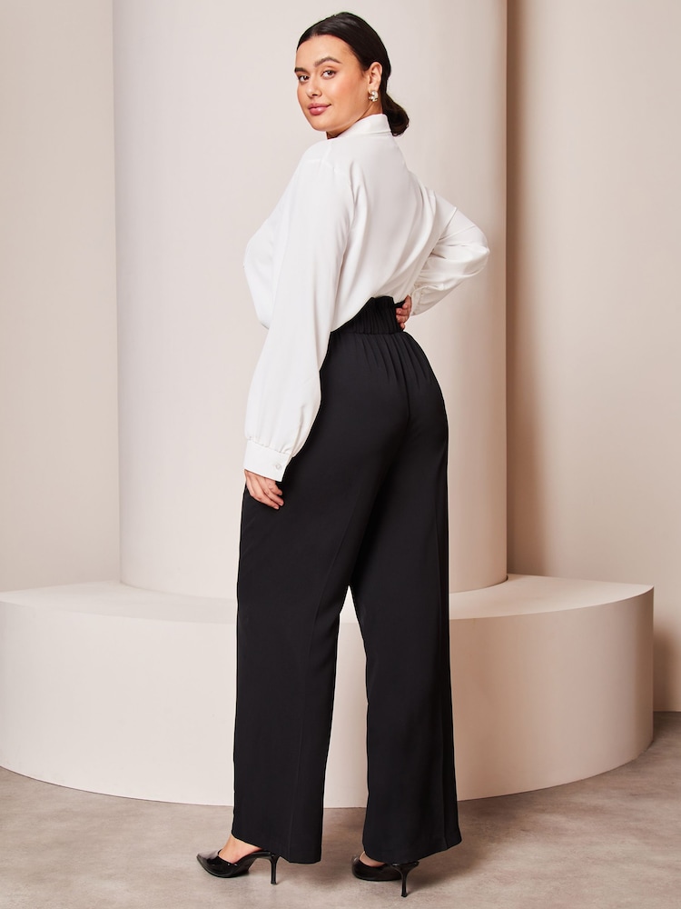 Lipsy Black Curve Belted Wide Leg Trousers - Image 2 of 4