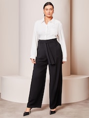 Lipsy Black Curve Belted Wide Leg Trousers - Image 3 of 4