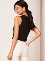 Lipsy Black Linen Button Through Waistcoat - Image 3 of 4