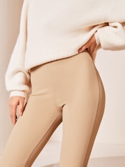 Lipsy Mushroom Brown Ribbed Split Legging - Image 4 of 4