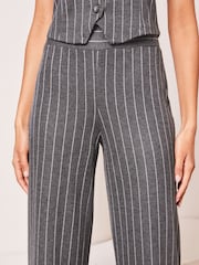 Lipsy Grey Pinstripe High Waist Wide Leg Tailored Trousers - Image 4 of 4