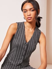 Lipsy Grey Pinstripe Jersey Pinstripe Waistcoat - Image 1 of 4