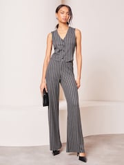 Lipsy Grey Pinstripe Jersey Pinstripe Waistcoat - Image 3 of 4