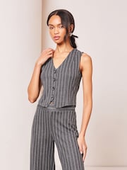 Lipsy Grey Pinstripe Jersey Pinstripe Waistcoat - Image 4 of 4