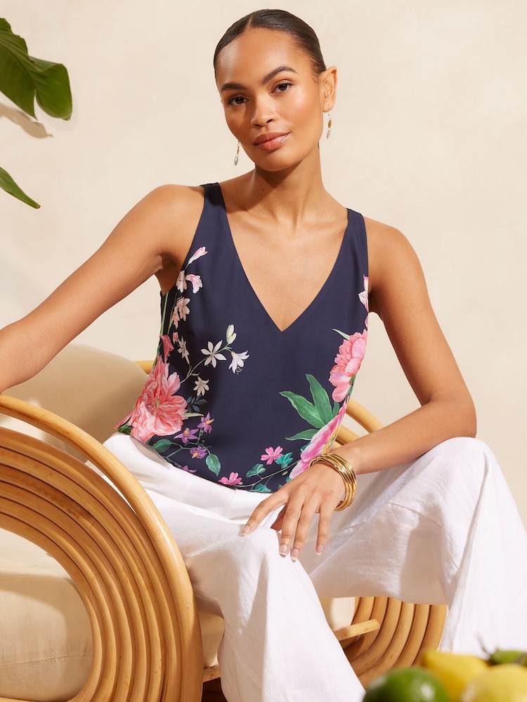 V&A | Love & Roses Blue V Neck Front V Back Vest - Image 1 of 4 V&A | Love & Roses Blue V Neck Front V Back Vest - Image 1 of 4