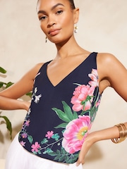 V&A | Love & Roses Blue V Neck Front V Back Vest - Image 2 of 4