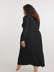 Simply Be Black Waffle Midi Dress - Image 2 of 5
