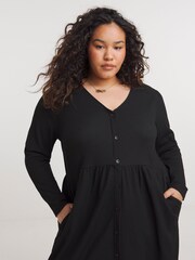 Simply Be Black Waffle Midi Dress - Image 3 of 5