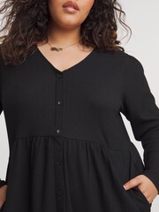 Simply Be Black Waffle Midi Dress - Image 4 of 5