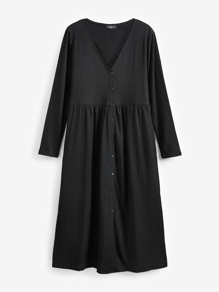 Simply Be Black Waffle Midi Dress - Image 5 of 5