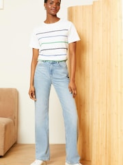 Love & Roses Ric Rac Stripe Crew Neck Jersey T-Shirt - Image 4 of 4
