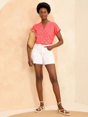Love & Roses Foil Print Jersey V Neck Short Sleeve T-Shirt - Image 4 of 4