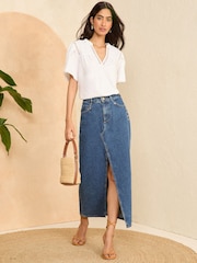 Love & Roses Ivory White Pin Tuck V Neck Flutter Sleeve Jersey Top - Image 4 of 4
