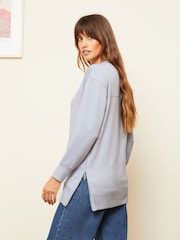 Love & Roses Blue Side Zip Jersey Sweatshirt - Image 3 of 4