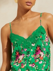 V&A | Love & Roses Green Lace Trim Camisole - Image 2 of 4