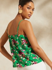 V&A | Love & Roses Green Lace Trim Camisole - Image 3 of 4