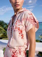V&A | Love & Roses Floral Ivory White Contains Linen Printed Lace Trim Button Through Shirt - Image 2 of 4