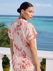 V&A | Love & Roses Floral Ivory White Contains Linen Printed Lace Trim Button Through Shirt - Image 3 of 4