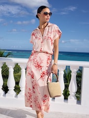 V&A | Love & Roses Floral Ivory White Contains Linen Printed Lace Trim Button Through Shirt - Image 4 of 4