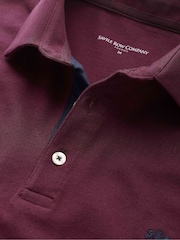 Savile Row Company Denim Blue Long Sleeve 100% Cotton Polo Shirt - Image 6 of 6