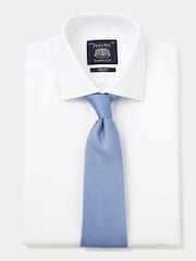 Savile Row Company Slim Textured 100% Cotton Single Cuff Formal White Shirt - Image 3 of 4