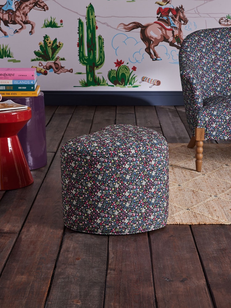 Cath Kidston Harmony Ditsy Charcoal Grey Locket Heart Shaped Stool - Image 1 of 7