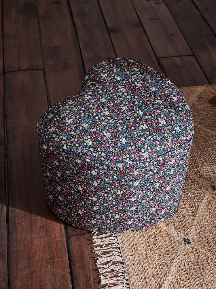 Cath Kidston Harmony Ditsy Charcoal Grey Locket Heart Shaped Stool - Image 2 of 7