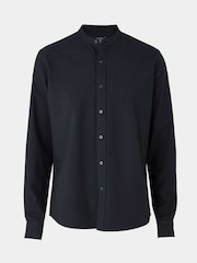 Savile Row Company Slim Fit Blue 100% Cotton Grandad Collar Shirt - Image 2 of 3