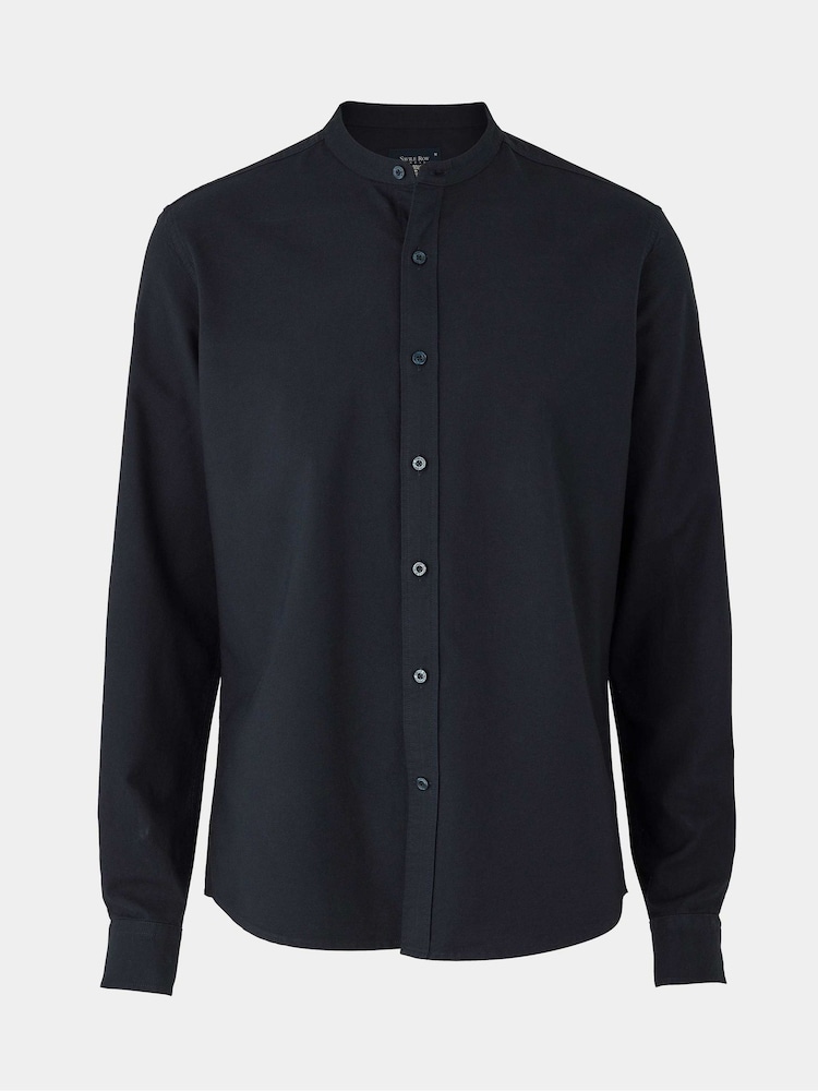 Savile Row Company Slim Fit Blue 100% Cotton Grandad Collar Shirt - Image 2 of 3