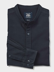 Savile Row Company Slim Fit Blue 100% Cotton Grandad Collar Shirt - Image 3 of 3
