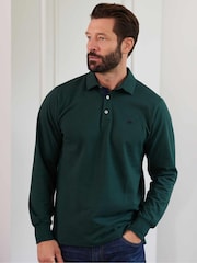 Savile Row Company Denim Blue Long Sleeve 100% Cotton Polo Shirt - Image 3 of 5
