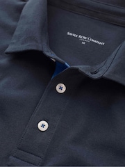 Savile Row Company Denim Blue Long Sleeve 100% Cotton Polo Shirt - Image 5 of 5