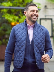 Savile Row Company Navy Blue Quilted Gilet - Image 1 of 5