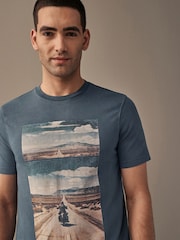 Blue 100% Cotton Graphic T-Shirt - Image 2 of 6