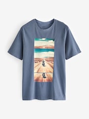 Blue 100% Cotton Graphic T-Shirt - Image 4 of 6