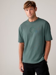 Siva/zelena/črna - Sproščen krojaški krojaški krojaški model Heavyweight 100% Cotton majica 3 Pakiranje - Slika 3 iz 13