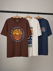 Multi sun 3 Pack Summer Front Print Graphic T-Shirt 3 Pack - Image 9 of 15