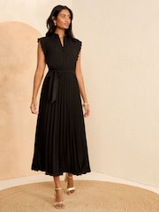 Love & Roses Black Sleeveless Pleated Midi Dress - Image 1 of 4