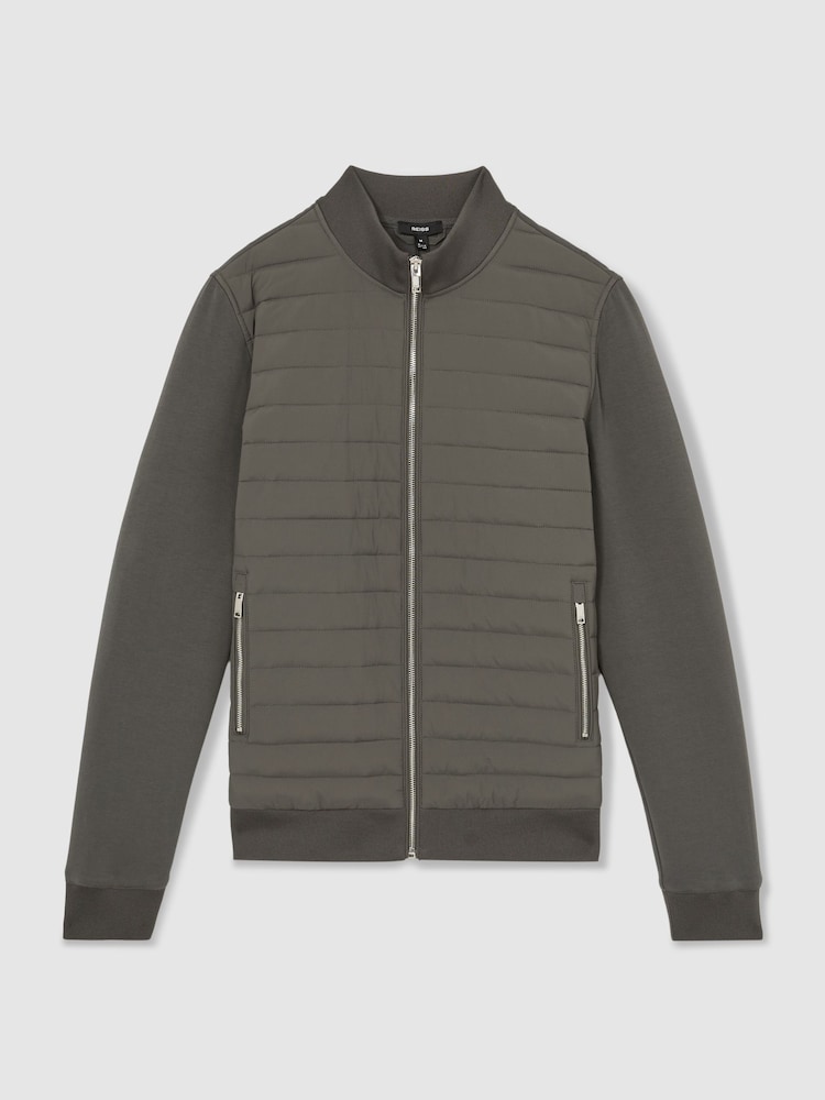 Reiss Sage Freddie Hybrid Quilt and Interlock Jersey Zip-Through Jacket - Image 2 of 6