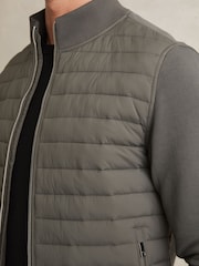 Reiss Sage Freddie Hybrid Quilt and Interlock Jersey Zip-Through Jacket - Image 4 of 6